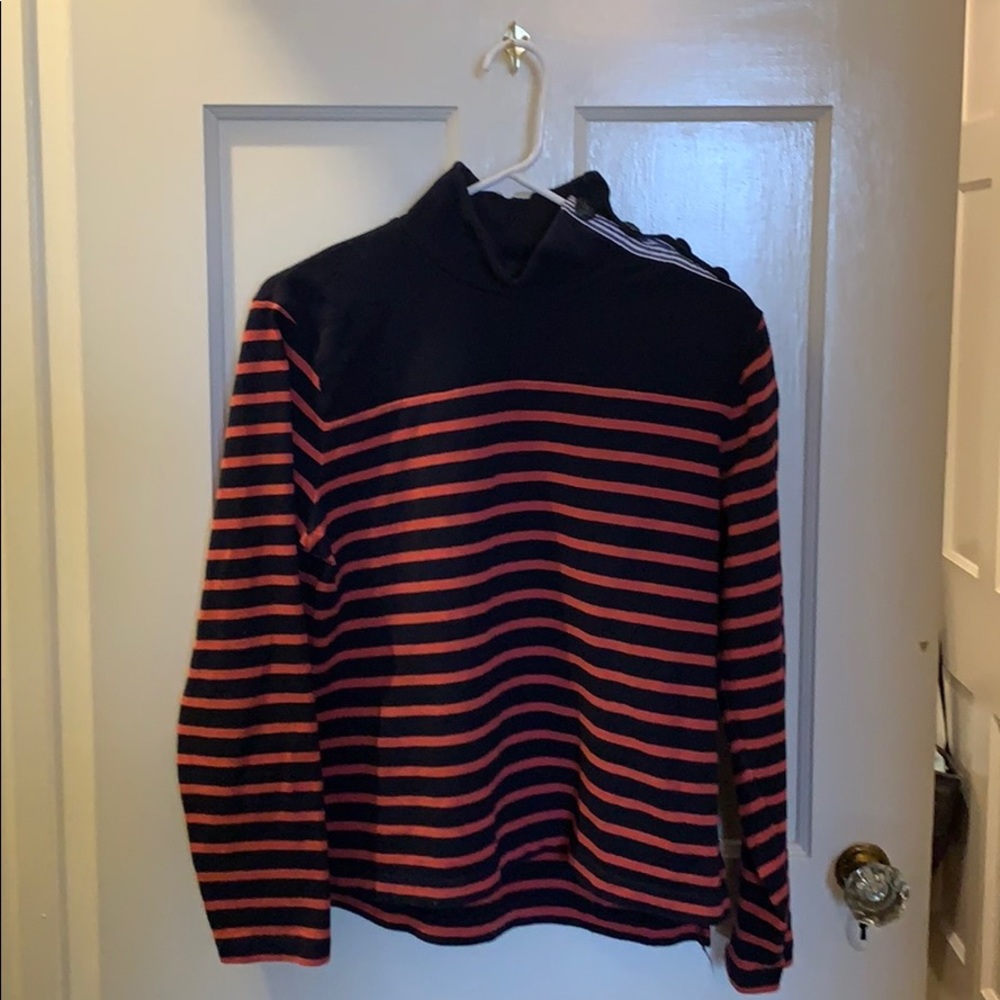 Jcrew pullover in light red and navy, medium.